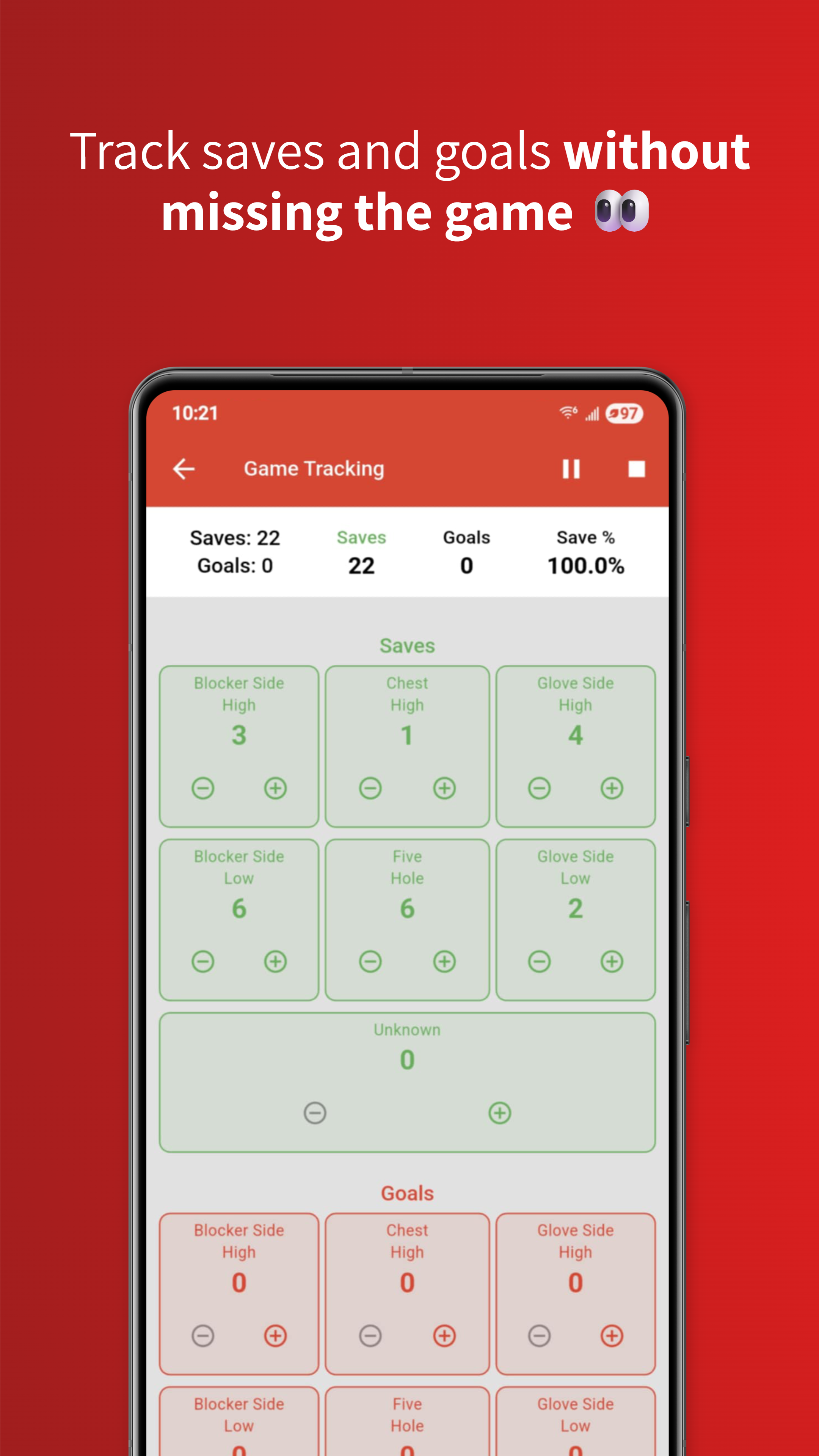 My Goalie Stats - Game Tracking